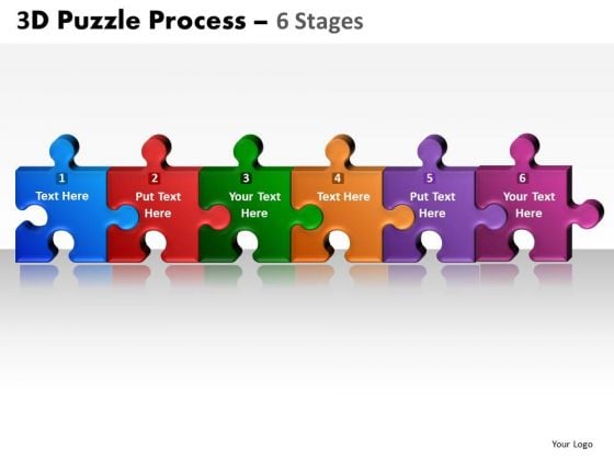 Mba Models And Frameworks 3d Puzzle Process 6 Stages Marketing Diagram