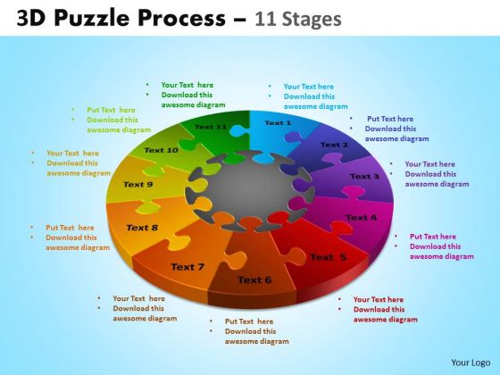 Mba Models And Frameworks 3d Puzzle Process Diagram 11 Stages Sales Diagram
