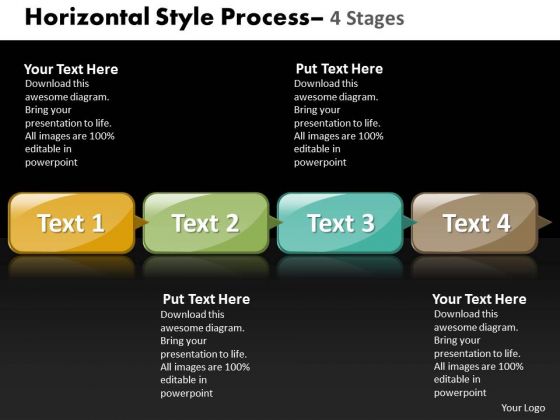 Mba Models And Frameworks Horizontal Style 4 Stages Marketing Diagram