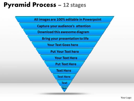 Sales Diagram 12 Staged Triangular Process Flow Consulting Diagram