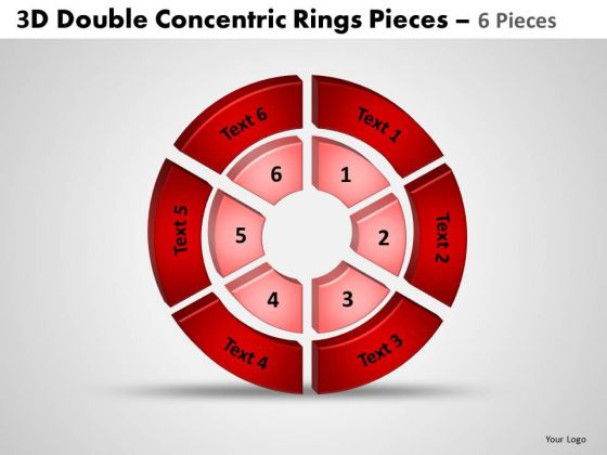 Sales Diagram 3d Double Concentric Rings Pieces 3 Marketing Diagram