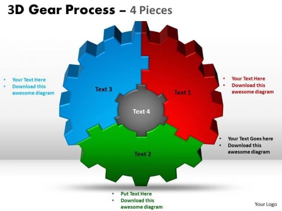Sales Diagram 3d Gear Process 4 Style Business Diagram