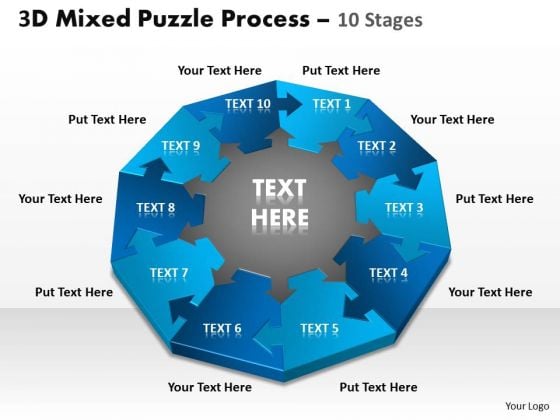 Sales Diagram 3d Mixed Puzzle Process 10 Business Cycle Diagram