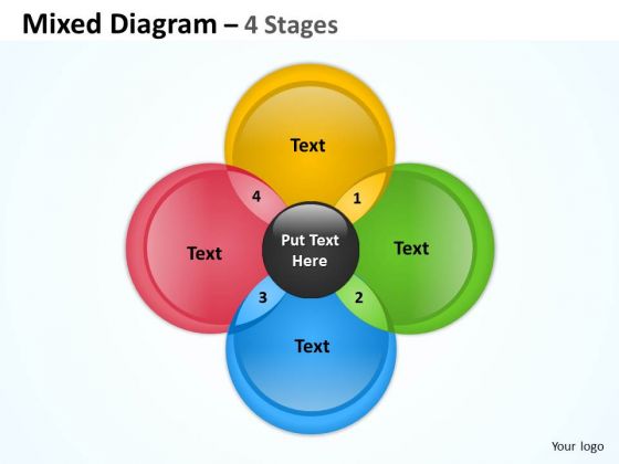 Sales Diagram 4 Staged Circular Mixed Diagram Business Finance Strategy Development
