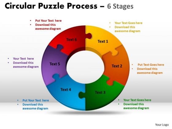 Sales Diagram 6 Components Circular Diagram Puzzle Process Strategic Management