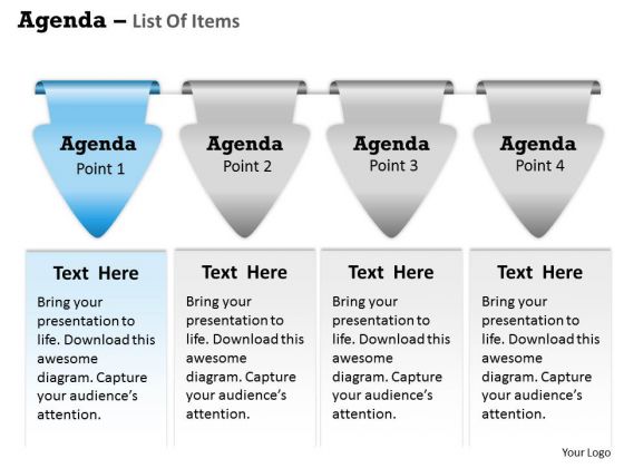 Sales Diagram Agenda List Of Items Business Diagram