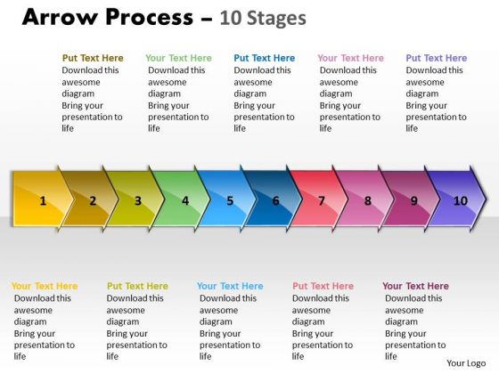Sales Diagram Arrow Process 10 Stages Business Diagram