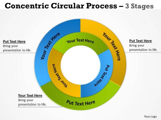 Sales Diagram Concentric Circular Process 3 Stages 10 Strategy Diagram