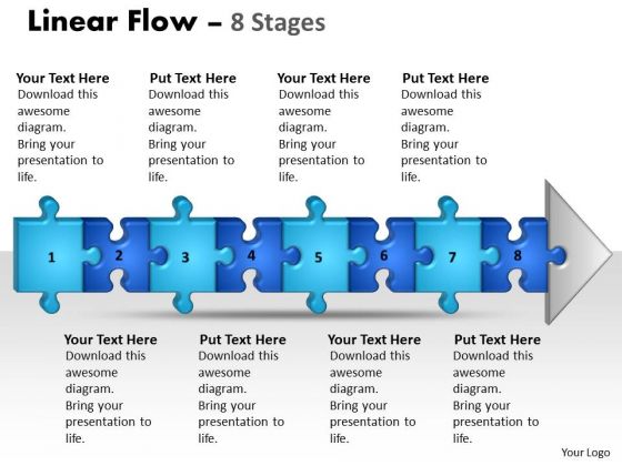 Sales Diagram Linear Flow 8 Stages Strategic Management