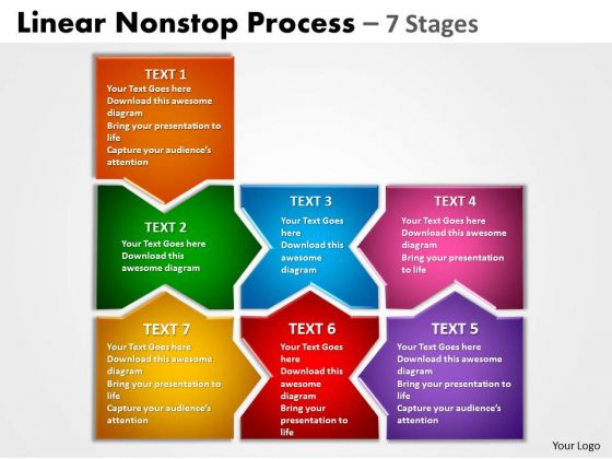 Sales Diagram Linear Nonstop Process 7 Stages Consulting Diagram