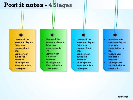Sales Diagram Post It Notes 4 Stages Strategic Management