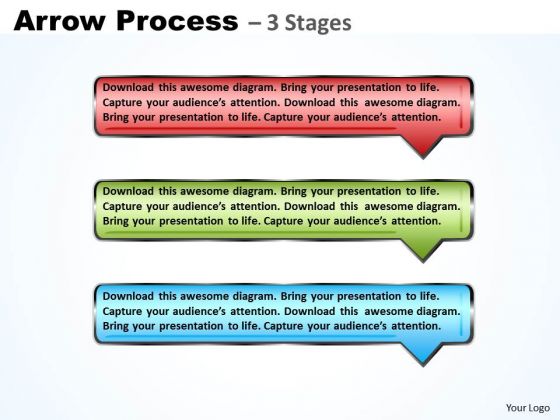Sales Diagram Rectangle Arrow Business 3 Steps Strategy Diagram