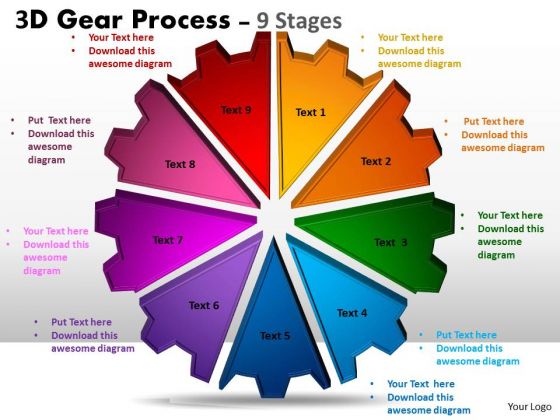 Strategic Management 3d 9 Stages Style Sales Diagram