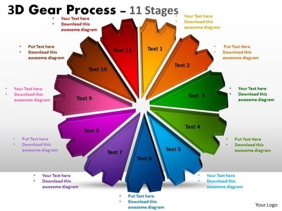 Strategic Management 3d Gear Process 11 Stages Style Strategy Diagram