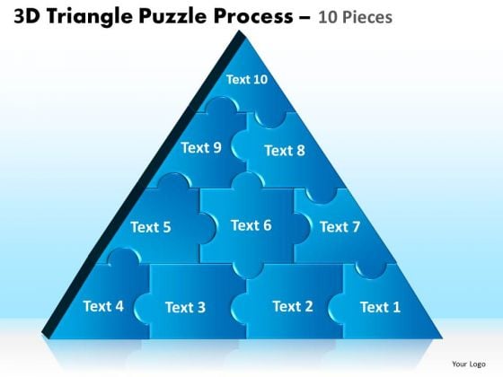 Strategic Management 3d Triangle Puzzle Process 10 Pieces Business Diagram