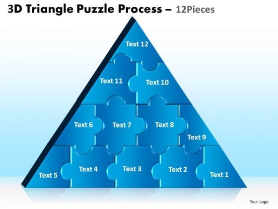 Strategic Management 3d Triangle Puzzle Process 12 Pieces Business Diagram