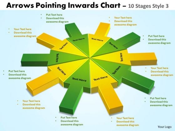 Strategic Management Arrows Pointing Inwards Chart 10 Stages Style 3 Sales Diagram