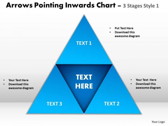 Strategic Management Arrows Pointing Inwards Chart 3 Stages Style 1 Sales Diagram