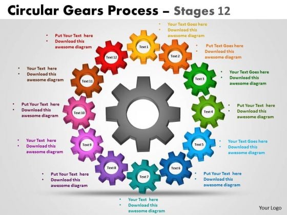 Strategic Management Circular Gears Stages Business Cycle Diagram