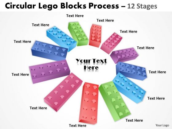 Strategic Management Circular Lego Blocks 12 Stages Business Diagram