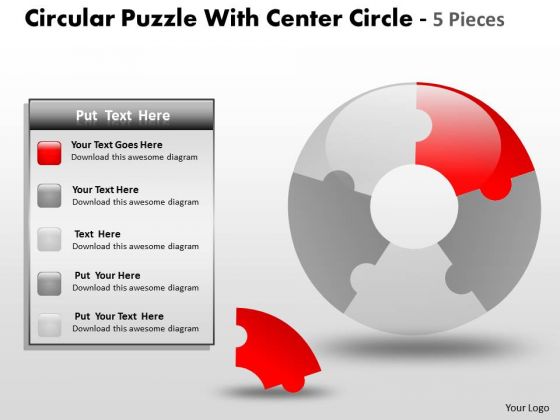 Strategic Management Circular Puzzle Diagram 5 Pieces Sales Diagram
