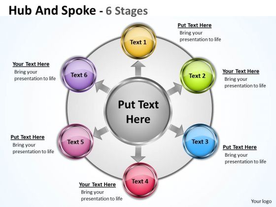 Strategic Management Hub And Spoke 6 Stages Marketing Diagram