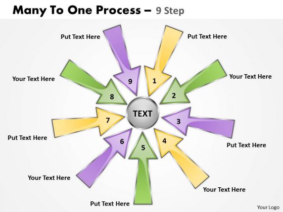 Strategic Management Many To One Process 9 Step Sales Diagram Strategic Management Many To One Process 9 Step Sales Diagram
