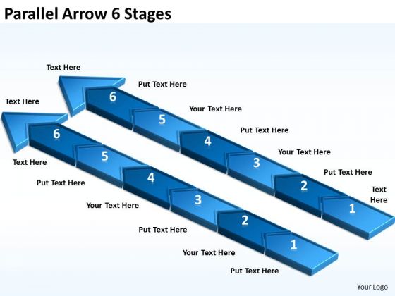 Strategic Management Parallel Arrow 6 Stages Consulting Diagram
