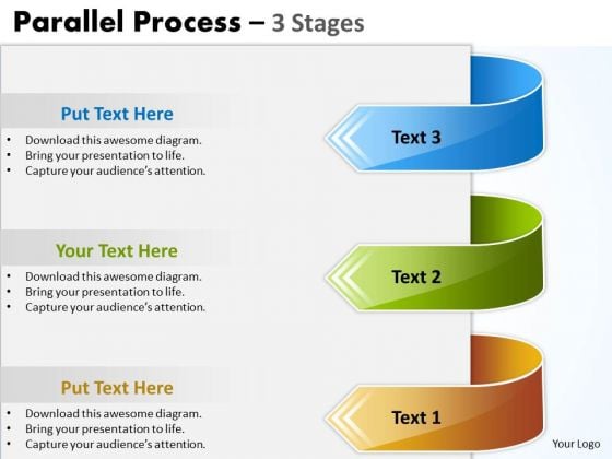 Strategic Management Parallel Process 3 Stages Strategy Diagram