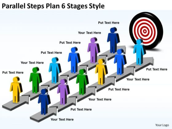 Strategic Management Parallel Steps Plan 6 Stages Style Business Diagram