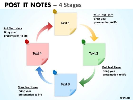 Strategic Management Post It Notes 4 Stages Consulting Diagram