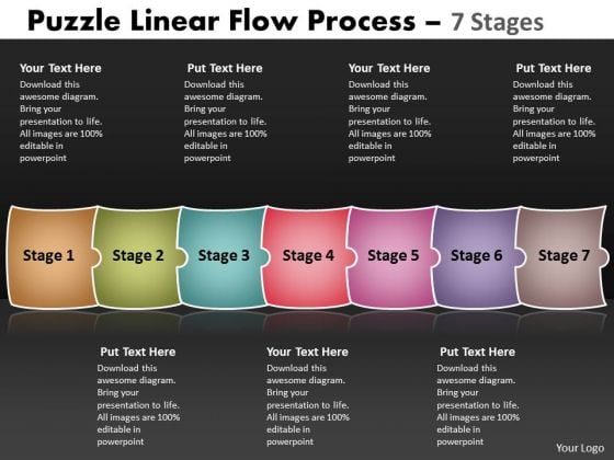 Strategic Management Puzzle Linear Flow Process 7 Stages Strategy Diagram