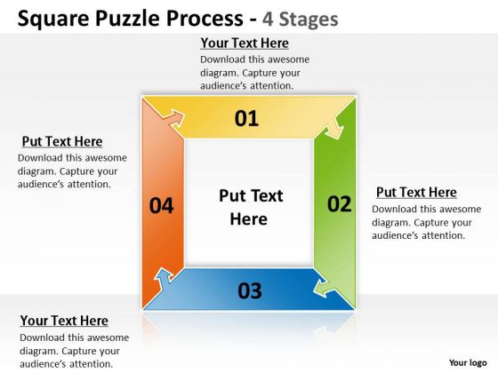 Strategic Management Square Puzzle Process 4 Stages Consulting Diagram