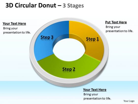 Strategy Diagram 3d Circular Donut 3 Stages Consulting Diagram