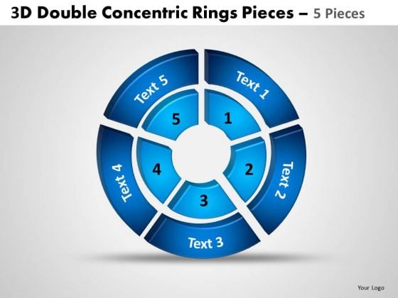 Strategy Diagram 3d Double Concentric Rings Pieces 3 Sales Diagram