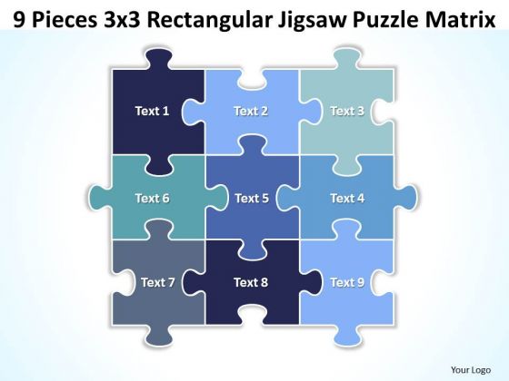 Strategy Diagram 9 Pieces 3x3 Rectangular Jigsaw Puzzle Matrix Business Diagram