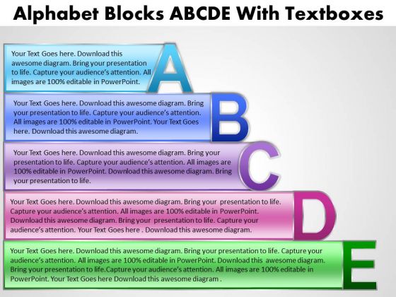 Strategy Diagram Alphabet Blocks With Textboxes Consulting Diagram