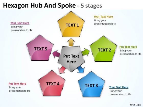Strategy Diagram Hexagon Hub And Spoke 5 Stages Business Framework Model