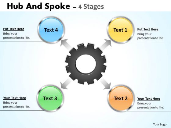 Strategy Diagram Hub And Spoke 4 Stages Marketing Diagram
