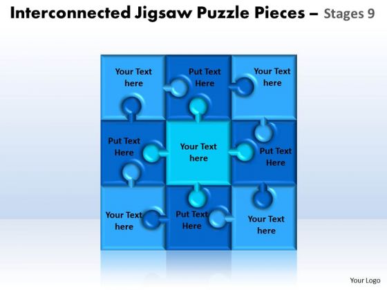 Strategy Diagram Interconnected Jigsaw Puzzle Pieces Stages 9 Strategic Management