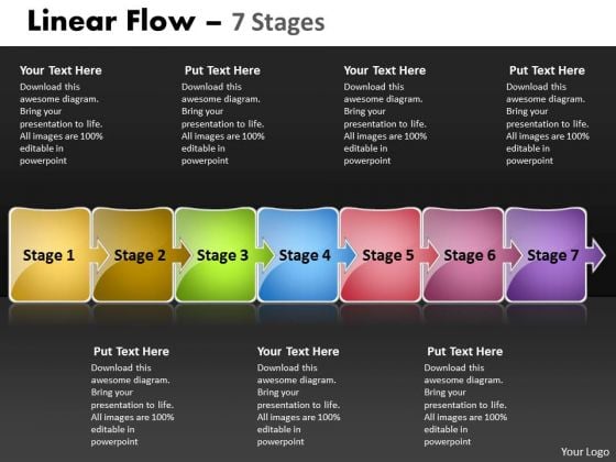 Strategy Diagram Linear Flow 7 Stages Sales Diagram