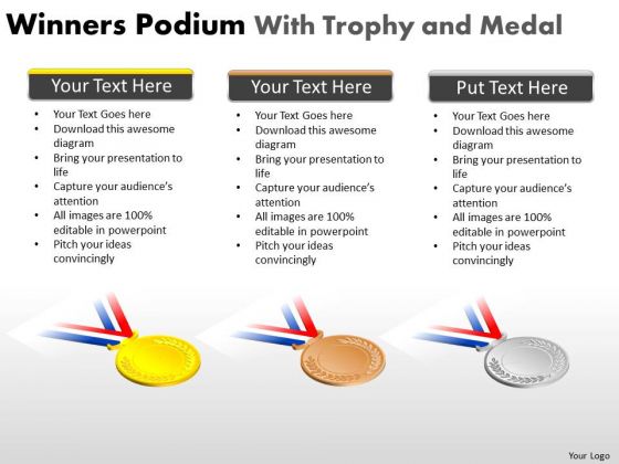 Strategy Diagram Winners Podium With Trophy And Medal Business Framework Model