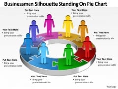 Business Cycle Diagram Men Silhouettes Standing On Pie Chart Sales Diagram Business Cycle Diagram Men Silhouettes Standing On Pie Chart Sales Diagram