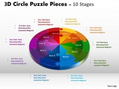 Business Diagram 3d Circle Puzzle Diagram 10 Stages Slide Layout Sales Diagram