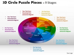 Business Diagram 3d Circle Puzzle Diagram 9 Stages Sales Diagram
