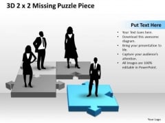 Business Finance Strategy Development 3d 2x2 Missing Puzzle Piece With Persons Sales Diagram