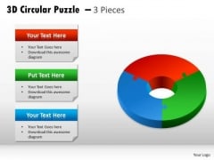 Business Framework Model 3d Circular Puzzle 3 Pieces Business Diagram