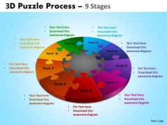 Business Framework Model 3d Puzzle Process Diagram 9 Stages Business Diagram