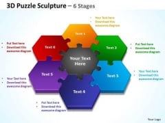 Business Framework Model 3d Puzzle Sculpture 6 Stages Consulting Diagram