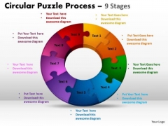 Business Framework Model 9 Stages Circular Puzzle Process Marketing Diagram